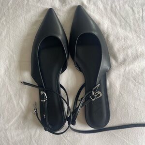 Mango Pointed Leather Flats